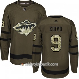 Män Ishockey Minnesota Wild Tröja Mikko Koivu 9 Adidas 2017-2018 Camo Grön Authentic